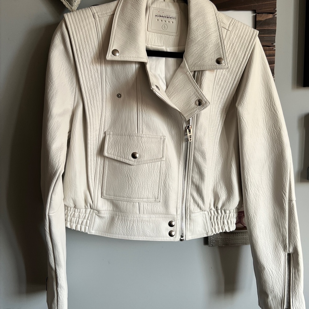Faux leather crop moto jacket